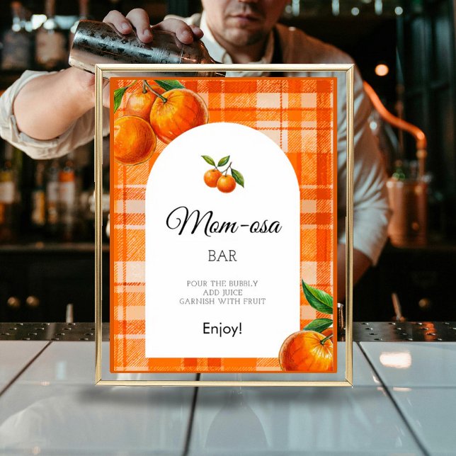 Affiche Maman-osa Orange 3D Citrus Plaid Baby shower dessi (Créateur téléchargé)