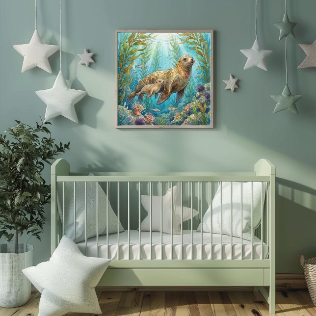 Affiche Maman Otarie et Nurserie des petits (Créateur téléchargé)