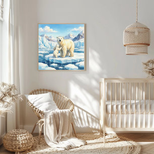Affiche Maman Ours Polaire et Crèche des Oursons
