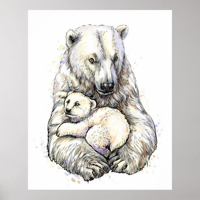 Affiche Maman Ours Polaire Et Petit (Devant)