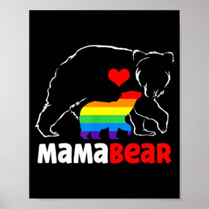 Affiche Maman ourse mère fière drapeau arc-en-ciel fierté