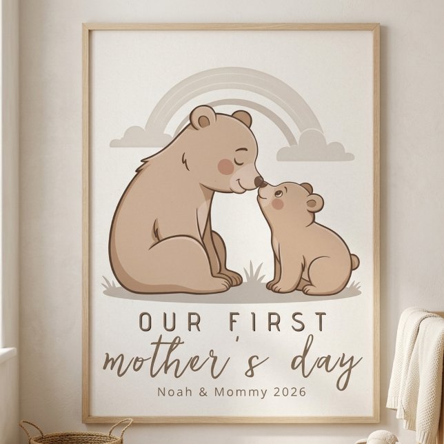 Affiche Maman Ourson Douce Premier Jour de la Fête des Mèr (Créateur téléchargé)