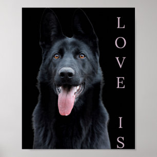 Affiche Maman Papa Amour Chien Berger Allemand Noir