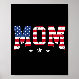 Affiche Maman patriotique américaine Fête des mères Drapea
