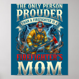 Affiche Maman pompier fière Graphisme du service des incen
