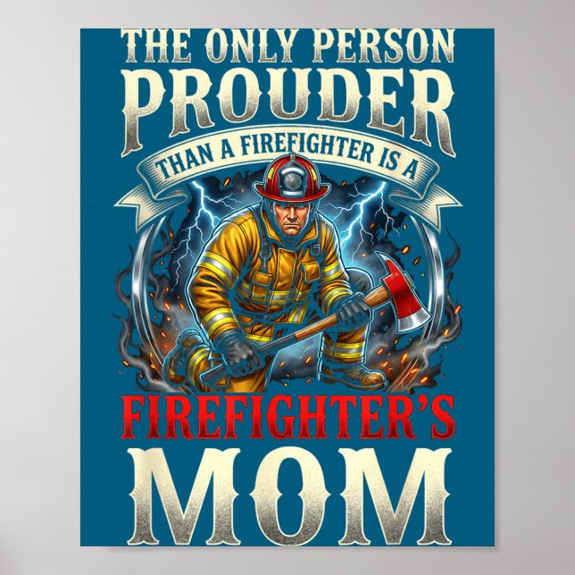 Affiche Maman pompier fière Graphisme du service des incen (Devant)