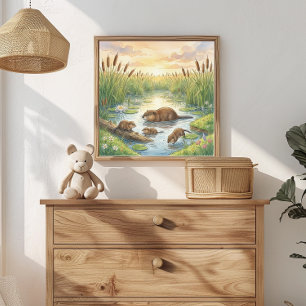 Affiche Maman Rat Musqué et Bébés Crèche