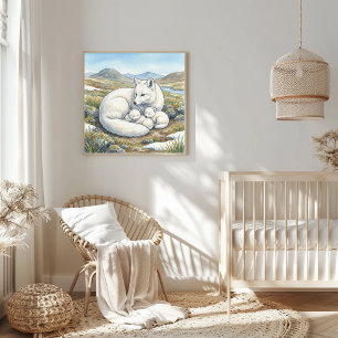 Affiche Maman Renard Arctique et la Nurserie des petits