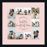 Affiche Maman rose élégant moderne petit collage photo<br><div class="desc">Mondes plus grand Maman script élégant moderne minimaliste girly rose personnalisé collage photo simple lignes propres famille imprimé cadeau.</div>