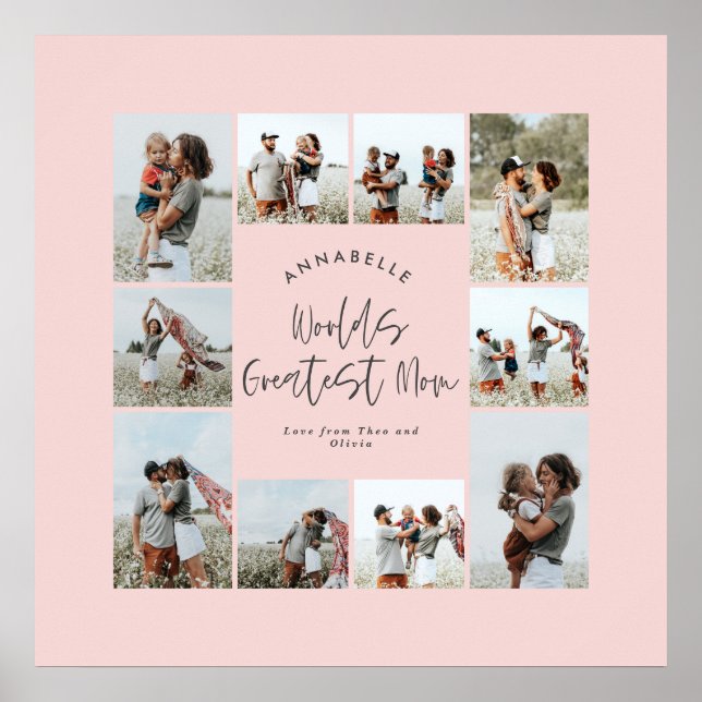Affiche Maman rose élégant moderne petit collage photo (Devant)