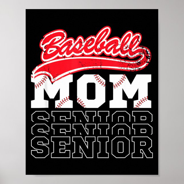 Affiche Maman senior de baseball classe de maman baseball  (Devant)
