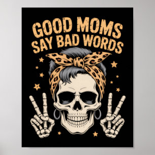 Affiche Maman squelette drôle bun désordonné