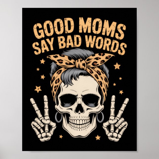 Affiche Maman squelette drôle bun désordonné (Devant)