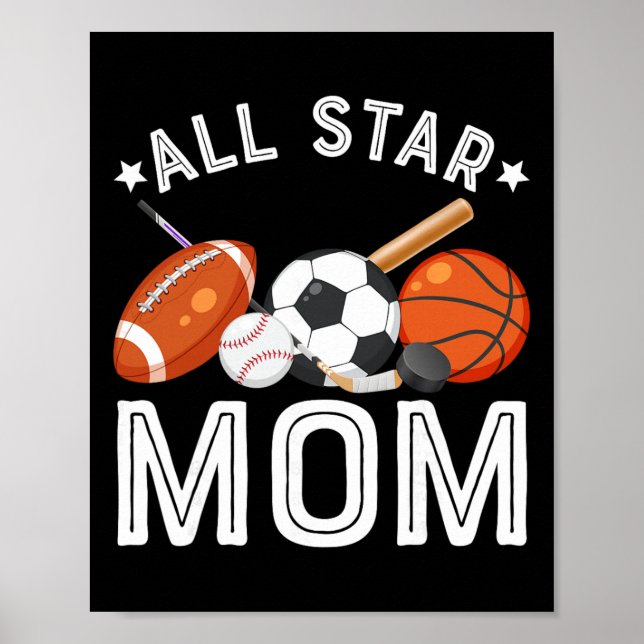 Affiche Maman Star Du Garçon D'anniversaire Sketll Footbal (Devant)
