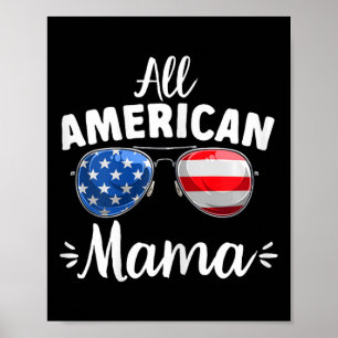Affiche Maman tout américain filles femmes 4 juillet 