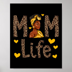 Affiche Maman Vie Léopard Femme noire Africaine Américaine