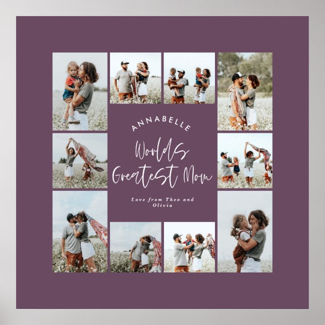 Affiche Maman violet élégant moderne petit collage photo (Devant)