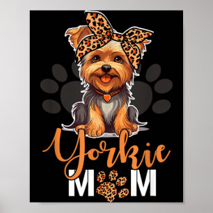 Affiche Maman Yorkie amoureux de chien léopard Yorkshire f