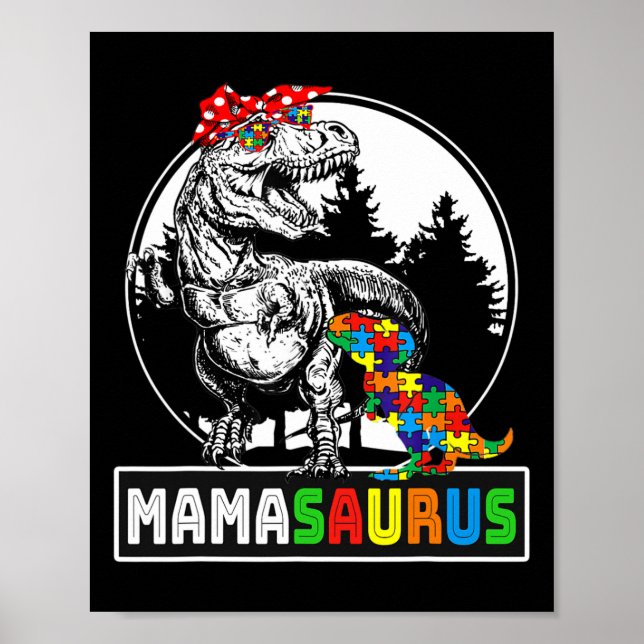 Affiche Mamasaurus T Rex Dinosaur Mama Saurus Autisme Awar (Devant)