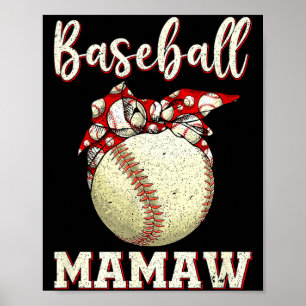 Affiche Mamaw baseball vintage femme softball léopard