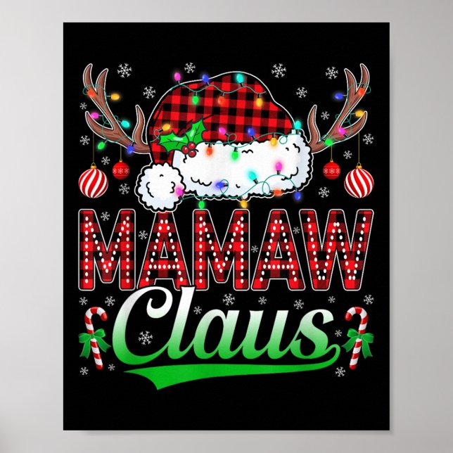 Affiche Mamaw Claus Christmas Lights Matching Family Xmas  (Devant)