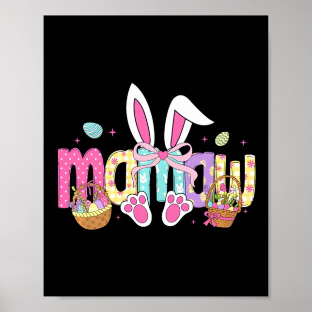 Affiche Mamaw Coquette Arc Oreilles de Lapin de Pâques (Devant)