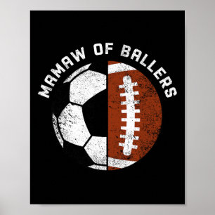 Affiche Mamaw de Llers Footll de soccer drôle Grand-mère M