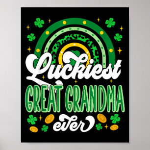 Affiche Mamie arrière chanceuse shamrocks chanceux st