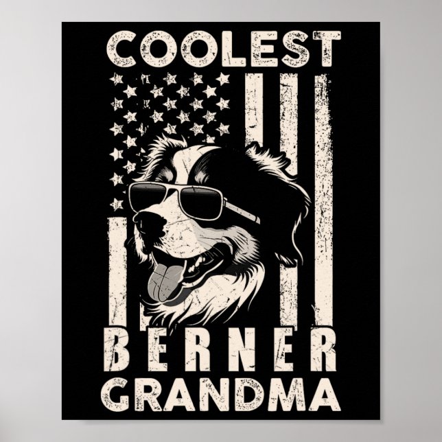 Affiche Mamie Bernoise la plus cool Drapeau américain vint (Devant)