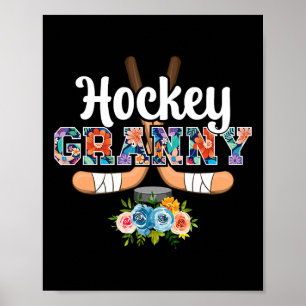 Affiche Mamie de hockey Fleurs Grand-mère Mamie d'un joueu