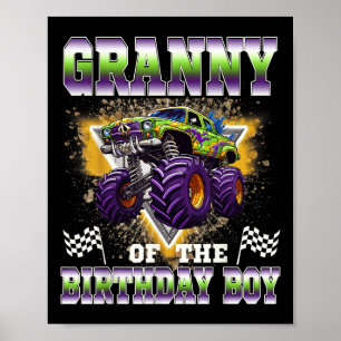 Affiche Mamie De L'Anniversaire Garçon Monster Camion Anni