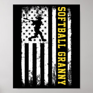 Affiche Mamie de softball Drapeau américain vintage Usa