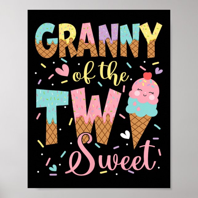 Affiche Mamie Des Deux Douces 2e Fille D'Anniversaire Crea (Devant)