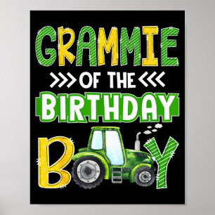 Affiche Mamie du garçon d'anniversaire Tracteurs Camions d