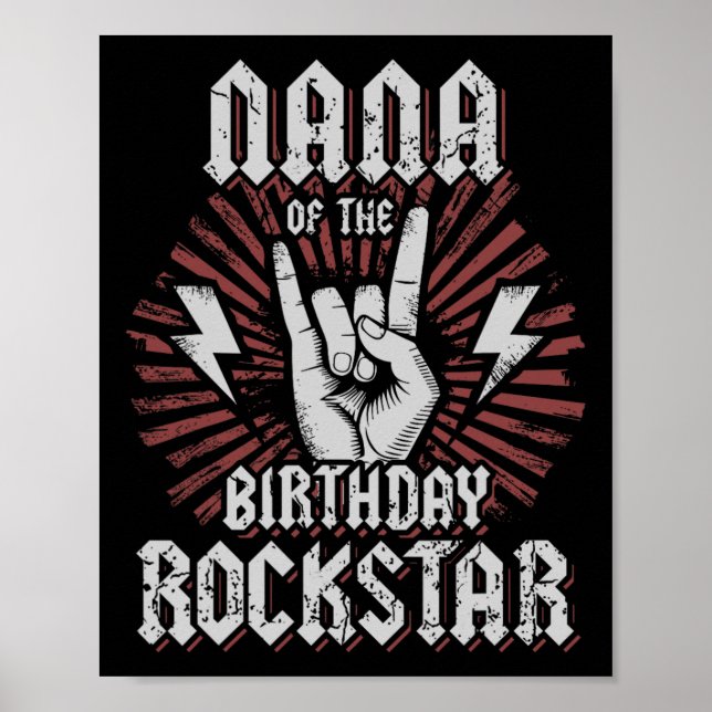Affiche Mamie du rockstar d'anniversaire Rockeur correspon (Devant)