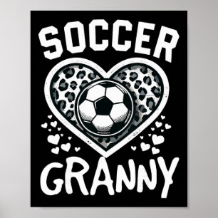 Affiche Mamie foot léopard coeur Mamie joueuse de foot