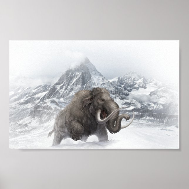 Affiche Mammifère laineux Période de glace animale préhist (Devant)