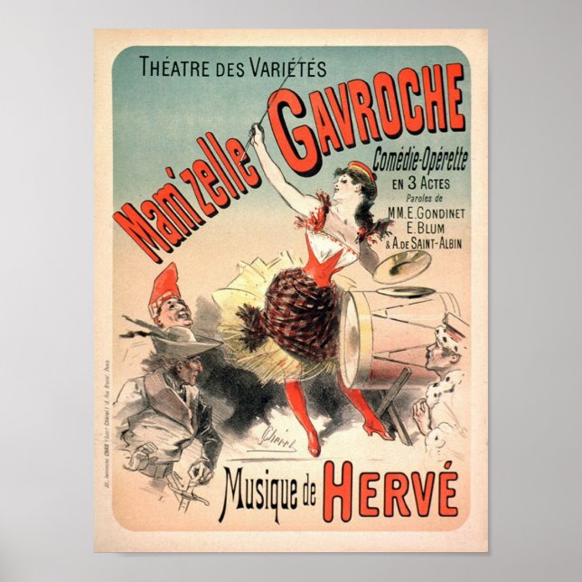 Affiche Mamzelle Gavroche Publicité Vintage en français (Devant)