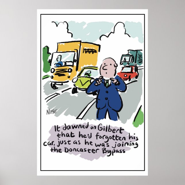 Affiche Man Driving se rend compte qu'il a oublié sa voitu (Devant)