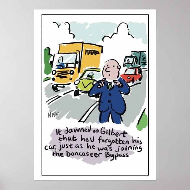 Affiche Man Driving se rend compte qu'il a oublié sa voitu (Devant)