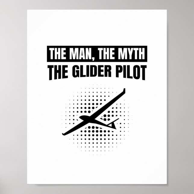 Affiche Man Myth Glider Pilot | Gliding Gifts (Devant)