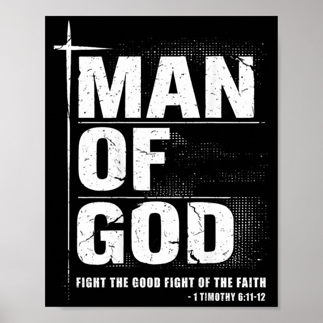 Affiche Man Of God Christian Dad Bible Verse Timothy 6 11  (Devant)