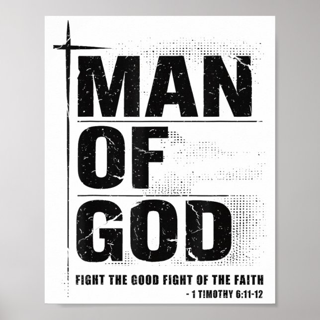 Affiche Man Of God Christian Dad Bible Verse Timothy 6 11  (Devant)