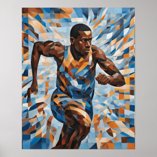 Affiche Man Runtrack in Mosaic Tiles Téléchargement numéri