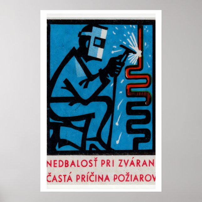 Affiche Man Welding - Matchbox Print - Czech Wall Art (Devant)