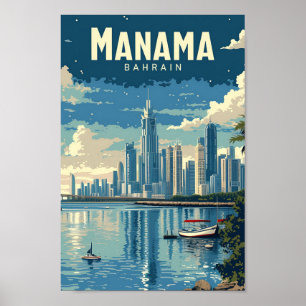 Affiche Manama Bahreïn Art Vintage Illustration de voyage