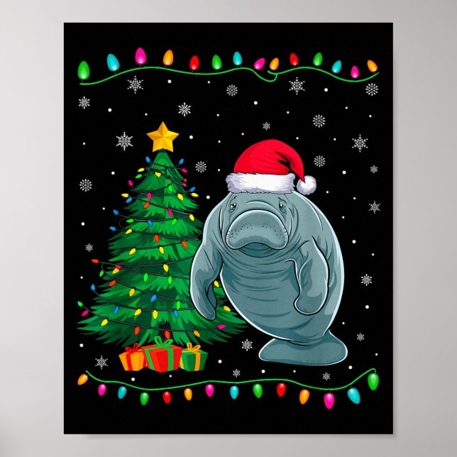 Affiche Manatee Santa Hat Men Women Kids Christmas Tree Li (Devant)