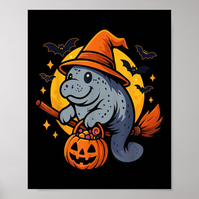 Affiche Manatee Witch Hat Pumpkin Halloween Soky Season  (Devant)