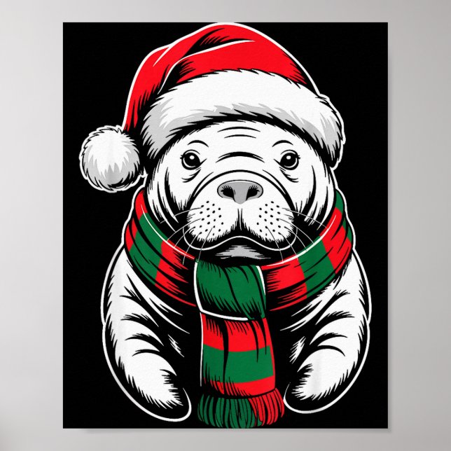 Affiche Manatee Xmas Santa Hat F Christmas Costume  (Devant)