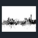 Affiche Manchester England Skyline<br><div class="desc">Impression d'art aquarelle de l'horizon de Manchester,  Angleterre,  Royaume-Uni</div>